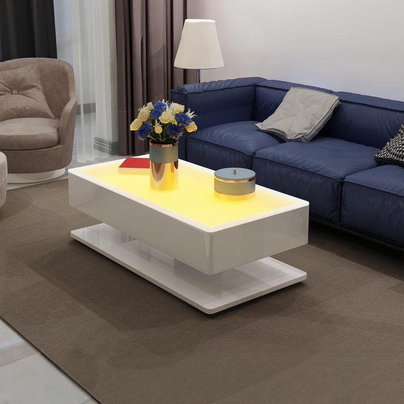 Galaxy Home Emma White LED Coffee Table