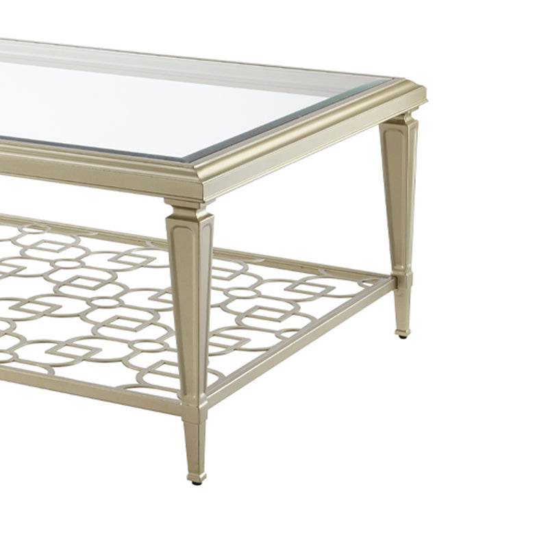 Acme Furniture Zaba Champagne 3pc Rectangle Coffee Table Set