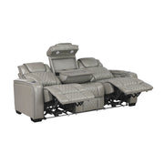 Home Elegance Apex Gray Power Double Reclining Sofa With Headrests