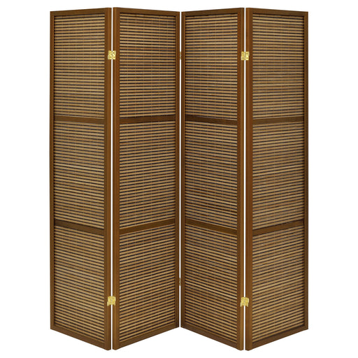 Coaster Furniture Browning Walnut Brown 4 Panel Room Divider Folding Screen