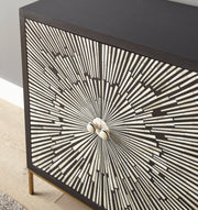 Steve Silver Amika Black White 2 Door Sunburst Boneinlay Sideboard