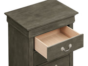 Glory Furniture Louis Phillipe Silver Champagne 3 Drawers Nightstand