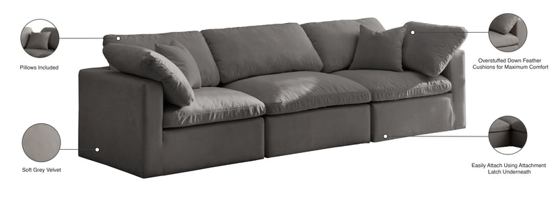Meridian Furniture Plush Cream Velvet Modular Sofa