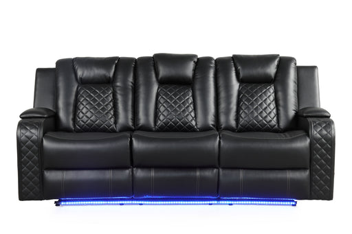 Galaxy Home Benz Black LED Power Reclining Sofa