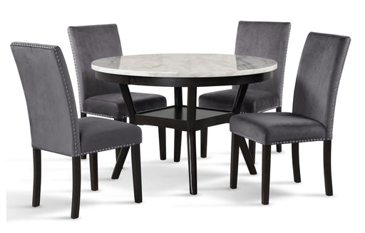 New Classic Furniture Celeste Black Gray 5pc Round Dining Room Set
