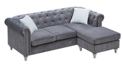 Glory Furniture Raisa Gray Velvet Sofa Chaise