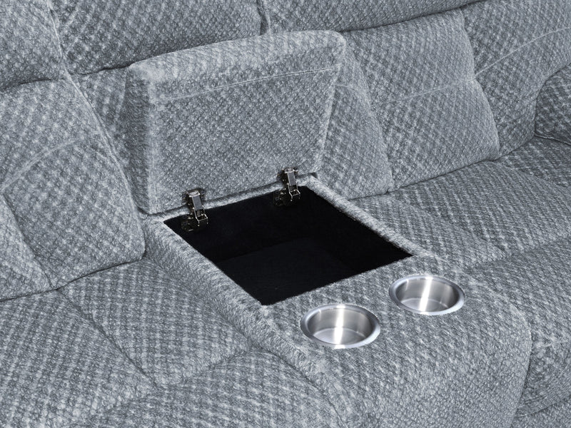 New Classic Furniture Bravo Light Gray Console Loveseat With Power Footrest