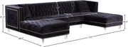 Meridian Furniture Moda Black Velvet 3pc Sectional