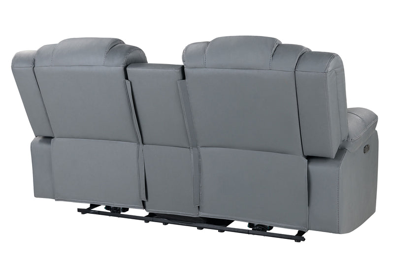Global Furniture U7068 Grey Power Console Reclining Loveseat with LED