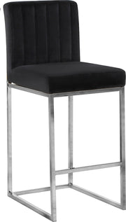 Meridian Furniture Giselle Black Velvet Chrome Counter Height Stool