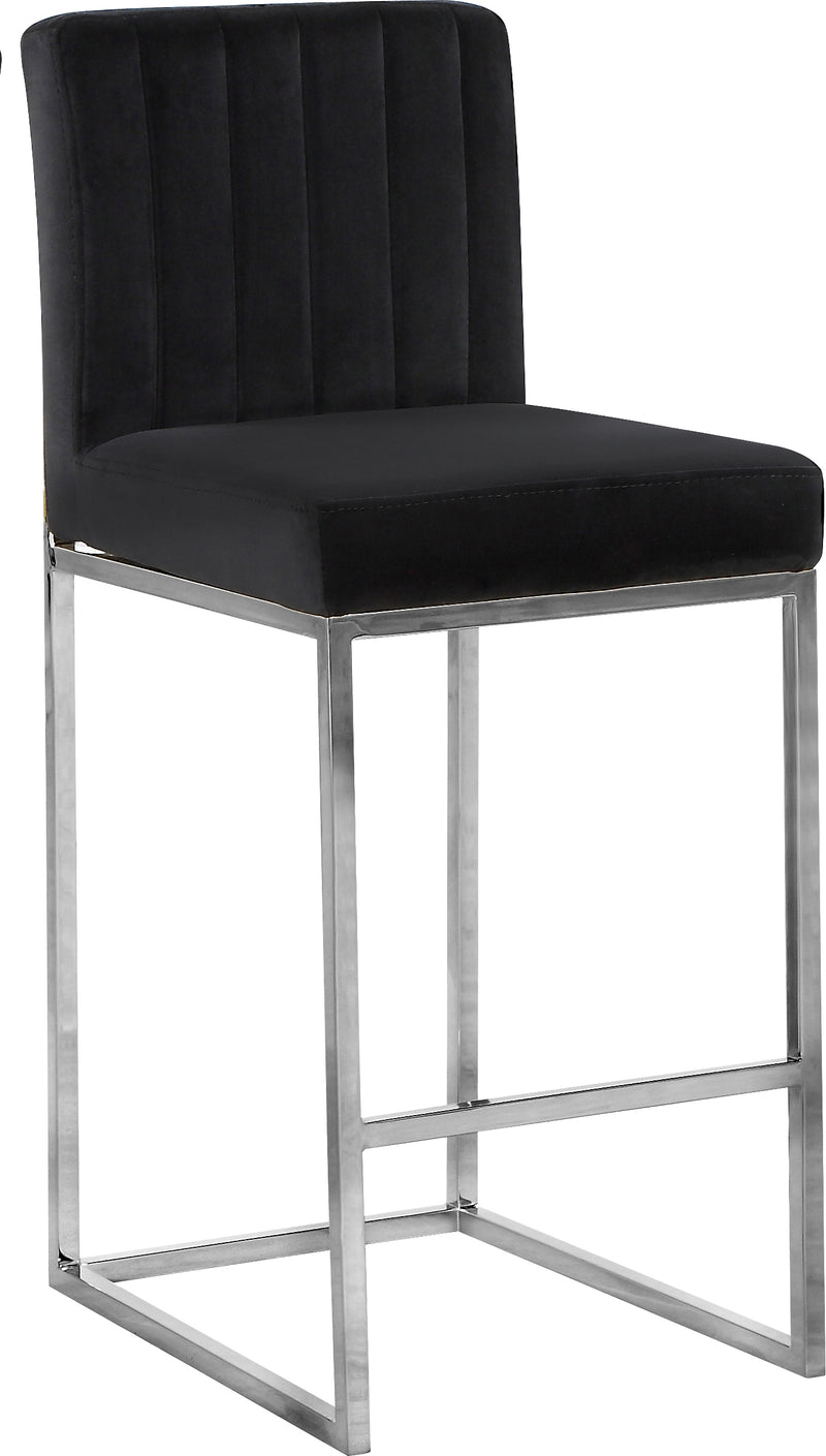 Meridian Furniture Giselle Black Velvet Chrome Counter Height Stool