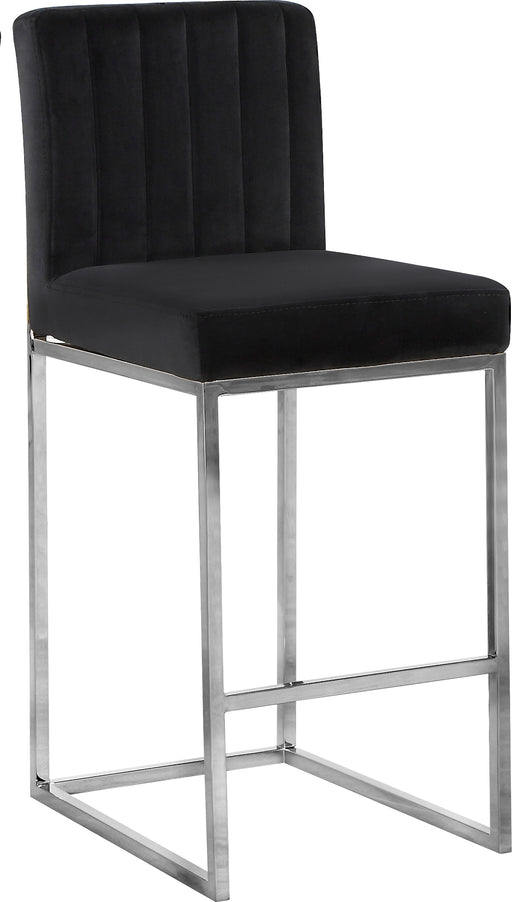 Meridian Furniture Giselle Black Velvet Chrome Counter Height Stool