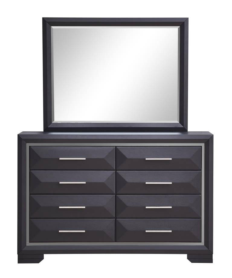 Glory Furniture Liverpool Black Dresser and Mirror