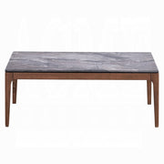 Acme Furniture Bevis Engineered Stone Walnut 3pc Coffee Table Set