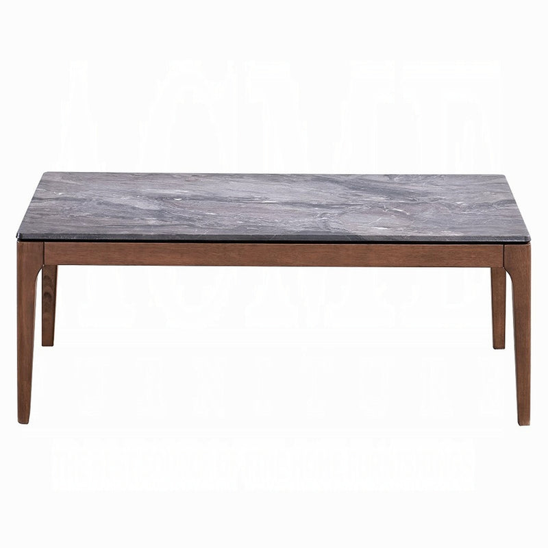 Acme Furniture Bevis Engineered Stone Walnut 3pc Coffee Table Set