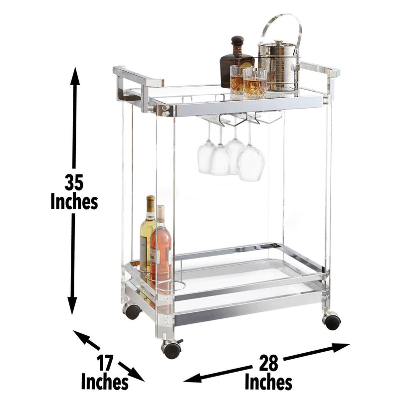 Steve Silver Aerin Silver Chrome Server Cart