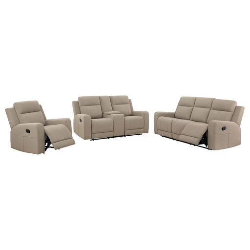 Coaster Furniture Brentwood Taupe Brown Reclining 3pc Living Room Set