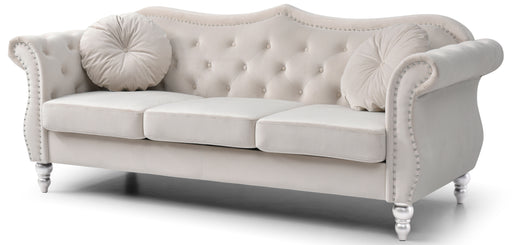 Glory Furniture Hollywood Ivory Velvet Fabric Sofa