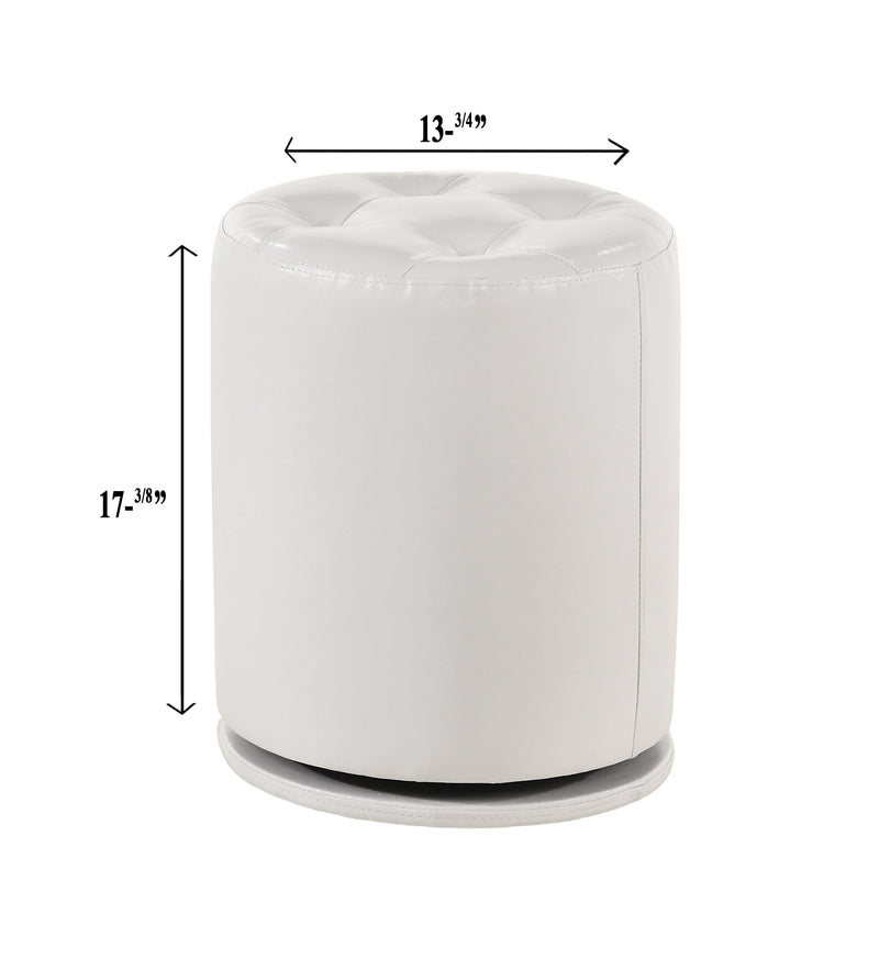 Crown Mark Morgan White Round Swivel Stool