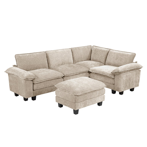 Home Elegance Dublin Taupe 5pc Modular Sectional with Ottoman