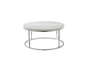 Steve Silver Echo Chrome White Marble Top Round Cocktail Table