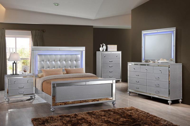 New Classic Furniture Valentino Silver Dresser and Mirror