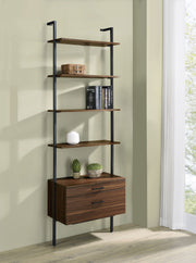 Coaster Furniture Owens Walnut Brown 4 Shelf Storage Wall Bookshelf