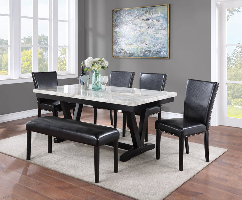 Crown Mark Tanner Black White 6pc Dining Room Set