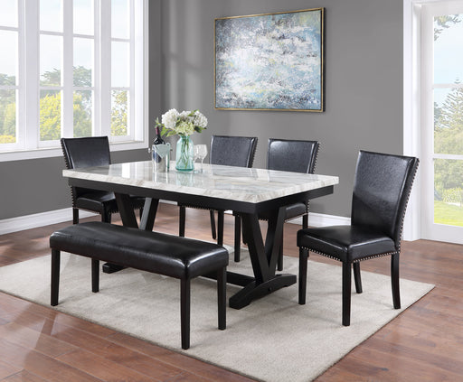 Crown Mark Tanner Black White 6pc Dining Room Set