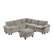 Home Elegance Dublin Pewter 6pc Modular Sectional with Ottoman
