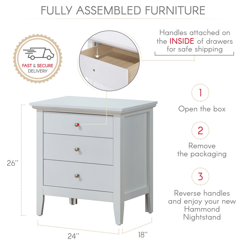 Glory Furniture Hammond Beige 3 Drawers Nightstand