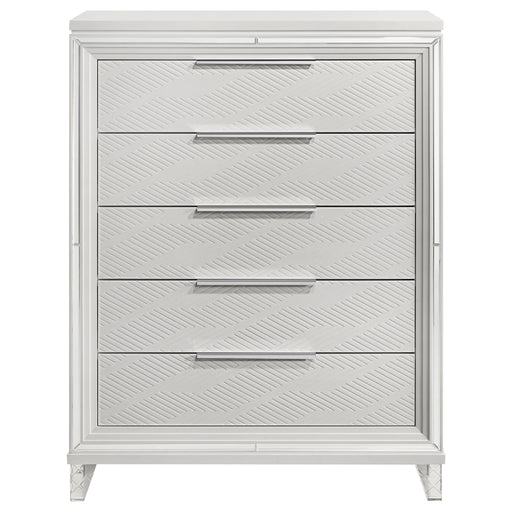 Coaster Furniture Marmore White 5 Drawer Chest