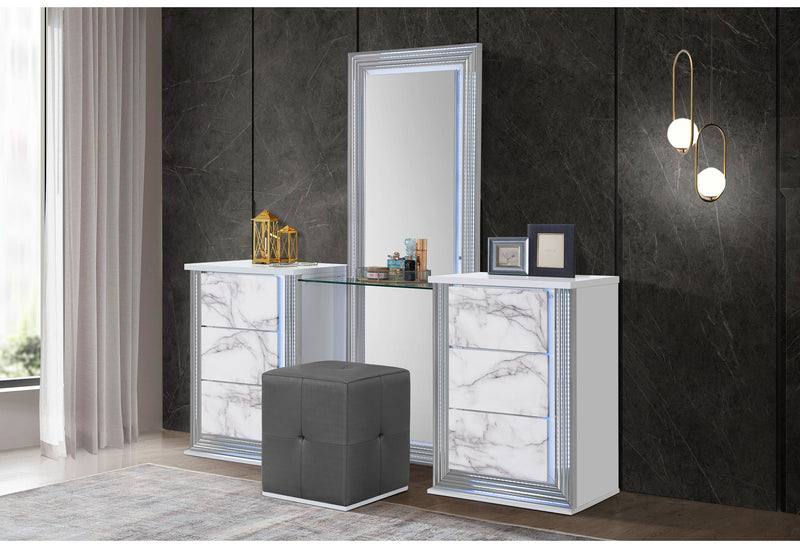 Global Furniture Ylime Light Grey White Vanity with LED