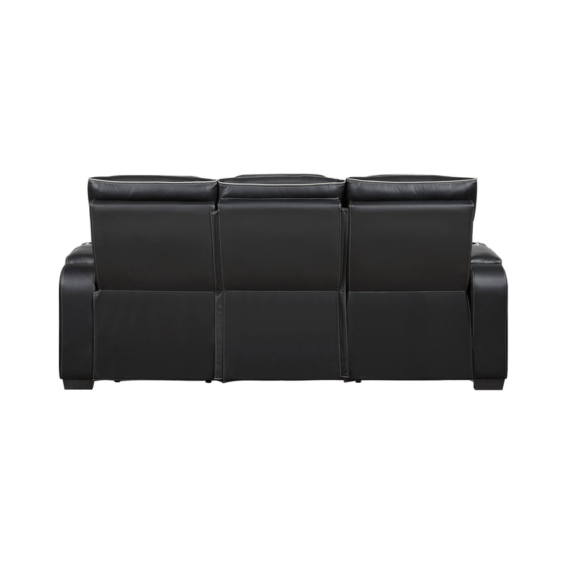 Home Elegance Fairway Black Power Double Reclining Sofa with Drop Down Cup Holders