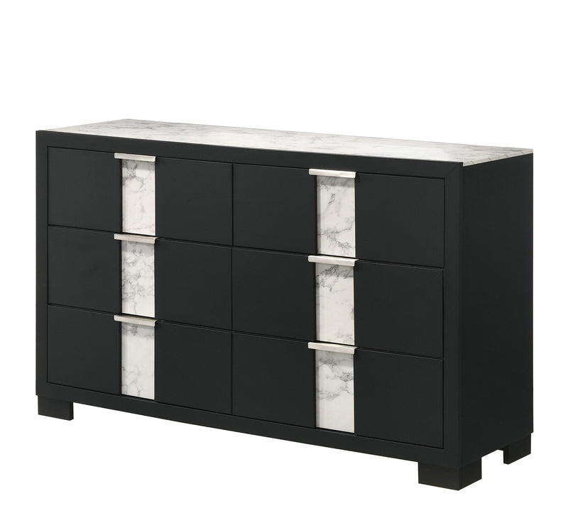 Crown Mark Rangley Black Dresser and Mirror