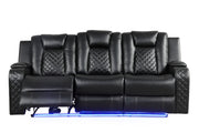 Galaxy Home Benz Black LED Power Reclining Sofa