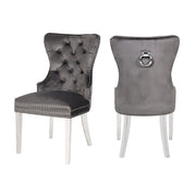 2 Galaxy Home Erica Dark Gray Stainless Steel Dining Chairs