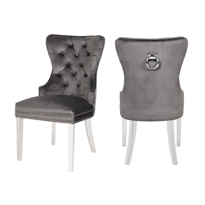2 Galaxy Home Erica Dark Gray Stainless Steel Dining Chairs