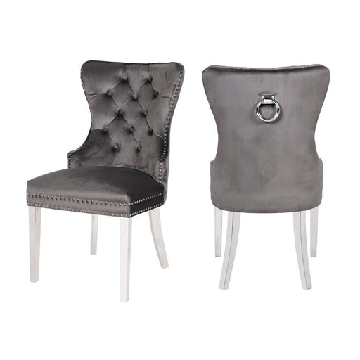 2 Galaxy Home Erica Dark Gray Stainless Steel Dining Chairs