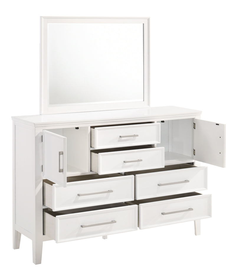 New Classic Furniture Andover White Dresser and Mirror
