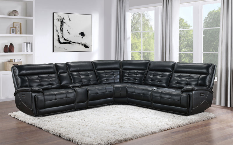 Coaster Furniture Hewitt Black Leather Power Reclining Sectional