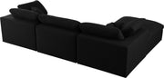 Meridian Furniture Serene Navy Fabric Modular 4pc Sectional with Ottoman