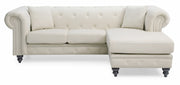 Glory Furniture Nola Ivory Velvet Reversible Sectional
