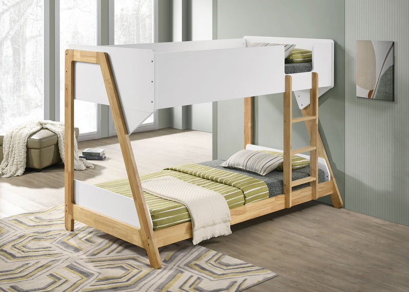 Coaster Furniture Wyatt White Natural Brown Twin Over Twin Bunk Bed