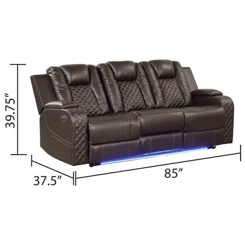 Galaxy Home Benz Brown LED Power Reclining 2pc Living Room Set