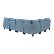 Home Elegance Garren Blue 6pc Sectional with Storage