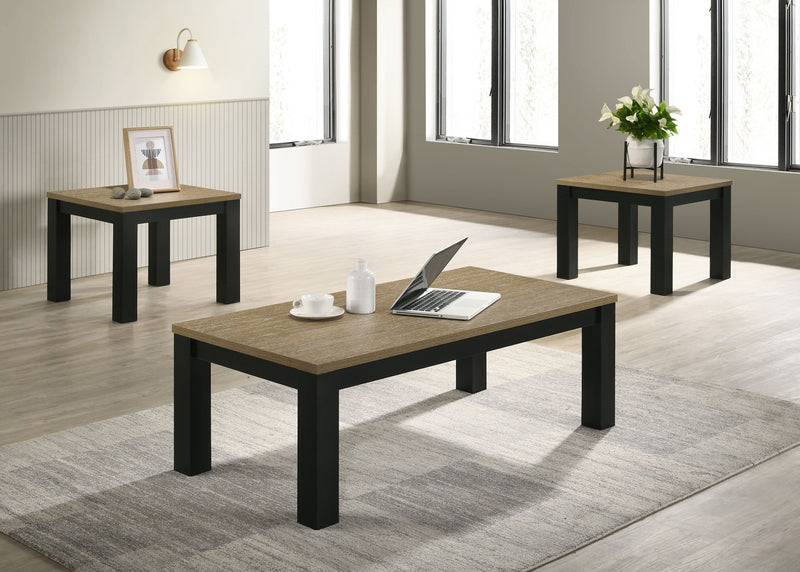 Crown Mark Theo Natural 3pc Cocktail Table Set