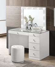 Crown Mark Morgan White Round Swivel Stool