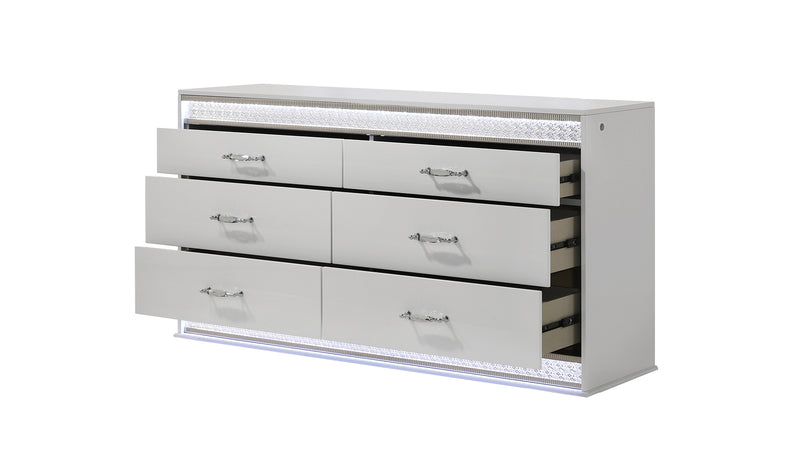 Galaxy Home Glam White 6 Drawer Dresser