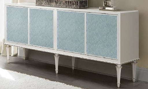 Acme Furniture Ansaldo Pearl White and Silver Shimmer Console Cabinet